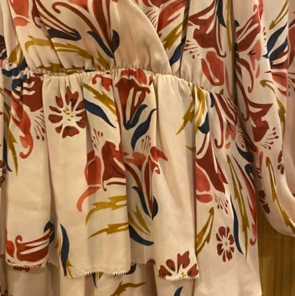 Joie  Floral Long Sleeve Ruffled Mini A-Line Dress - Picture 6 of 16